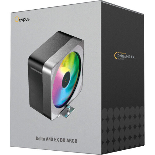 Кулер для процессора/ CPU Cooler Ocypus Delta A40 EX BK ARGB (200W, 4-pin PWM, 157mm, Al/Cu, 4x6mm, ARGB, 1x120mm, 60CFM, 31dBA, 1600RPM, S: 1851/1700/1200/115X, AM5/AM4, black)