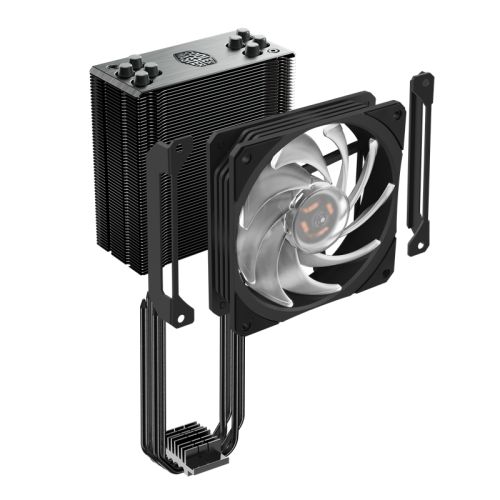 Кулер для процессора/ Cooler Master Hyper 212 RGB Black Edition with 1700 (130W, 4-pin, 158.8mm, tower, Al/Cu, RGB, fans: 1x120mm/59CFM/30dBA/2000rpm, 1700/1200/115X/2066/2011-V3/2011/AM5/AM4/AM3/AM3+/AM2/AM2+/FM2/FM2+/FM1)