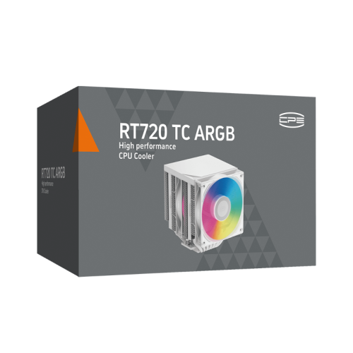 Кулер для процессора/ CPU Cooler PCCooler RT720 TC ARGB WH (270W, 4-pin PWM, 157.5mm, Al/Cu, 7x6mm, ARGB, 2x120mm, 73.32CFM, 34.9dBA, 2200RPM, S: 1851/1700/1200/115X, AM5/AM4, white)