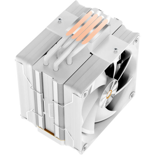 Кулер для процессора/ CPU Cooler Ocypus Iota A40 WH Dual Fan (220W, 4-pin PWM, LED temp., 156.7mm, Al/Cu, 4x6mm, 2x120mm, 77CFM, 29dBA, 2000RPM, S: 1851/1700/1200/115X, AM5/AM4, white)