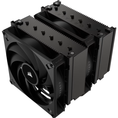 Кулер для процессора/ CPU Cooler Corsair A115 Twin Tower (270W, 4-pin PWM, 165mm, Al/Cu, 6x6mm, 2x140mm, 84.5CFM, 33.9dBA, 1600RPM, S: 1851/1700/1200/115X, AM5/AM4, black)