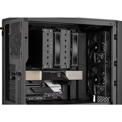 Кулер для процессора/ CPU Cooler Corsair A115 Twin Tower (270W, 4-pin PWM, 165mm, Al/Cu, 6x6mm, 2x140mm, 84.5CFM, 33.9dBA, 1600RPM, S: 1851/1700/1200/115X, AM5/AM4, black)
