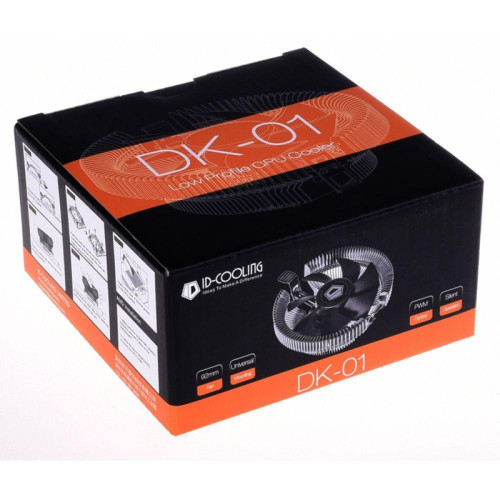 Кулер ID-Cooling DK-01 Soc-AM5/AM4/1200/1700/1851 черный 4-pin 29dB Al 95W 195gr Ret [DK-01]
