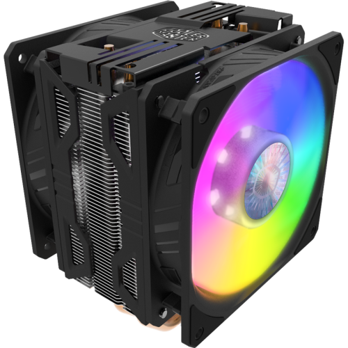 Кулер для процессора/ Cooler Master Hyper 212 LED Turbo ARGB (160W, 4-pin, 159mm, tower, Al/Cu, ARGB, fans: 2x120mm/62CFM/27dBA/1800rpm, 2066/2011-v3/2011/1700/1366/1200/115x/AM4/AM3+/AM3/AM2+/AM2/FM2+/FM2/FM1, ARGB Controller)