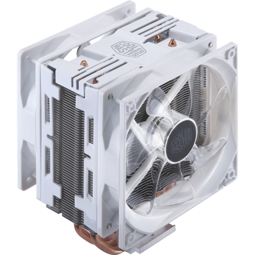 Кулер для процессора/ Cooler Master Hyper 212 LED Turbo White Edition (160W, 4-pin, 160mm, tower, Al/Cu, white LED, fans: 2x120mm/66.3CFM/31dBA/1600rpm, 2066/2011-v3/2011/1366/1200/115x/AM4/AM3+/AM3/AM2+/AM2/FM2+/FM2/FM1)