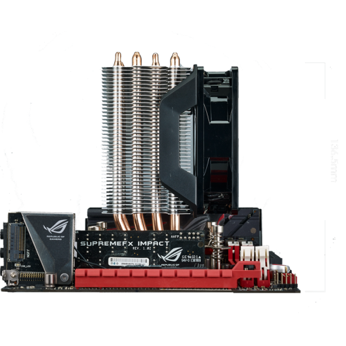 Кулер для процессора/ Cooler Master Hyper H410R (100W, 4-pin, 136mm, tower, Al/Cu, red LED, fans: 1x92mm/34.1CFM/29dBA/2000rpm, 1700/1200/115x/AM4/AM5)