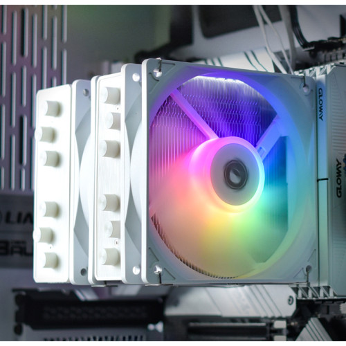 Кулер для процессора/ CPU Cooler ID-COOLING SE-55 ARGB SNOW (250W, 4-pin PWM, 153mm, Al/Cu, 6x6mm, ARGB, 2x120mm, 68.2CFM, 35.2dBA, 1500RPM, S: 1700/1200/115X, AM5/AM4, White)