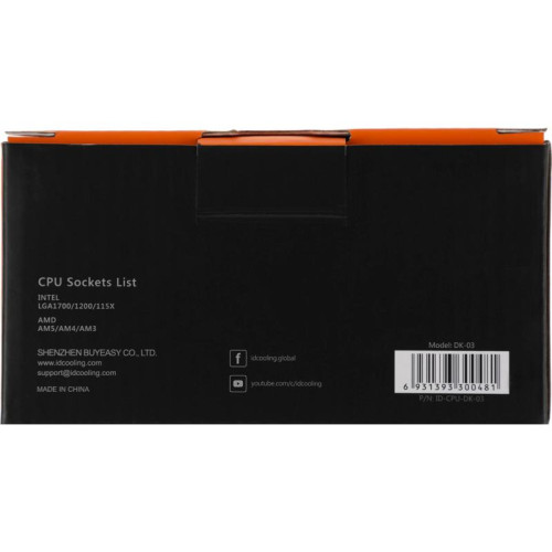 Кулер ID-Cooling DK-03 Soc-AM5/AM4/1200/1700/1851 черный 3-pin 26dB Al 100W 250gr Ret [DK-03]