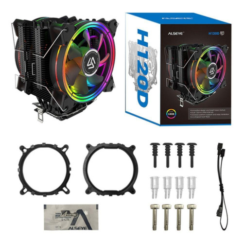 Вентилятор ALSEYE H120D Universal, TDP 200W, Heat Pipe:6mm*6pcs, 800;2000RPM, 11.6-35.3dB(A), RGB, RTL {18} (872339)/(874043) Вентилятор ALSEYE H120D Universal, TDP 200W, Heat Pipe:6mm*6pcs, 800;2000RPM, 11.6-35.3dB(A), RGB, RTL {18} (872339)/(874043)