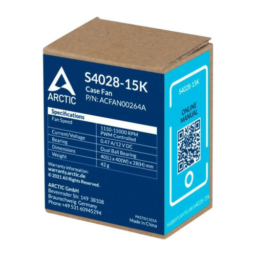 Вентилятор корпусной ARCTIC Cooling S4028-15K 1400-15000rpm Dual Ball Bearing  4-Pin Fan-Connector (ACFAN00264A)