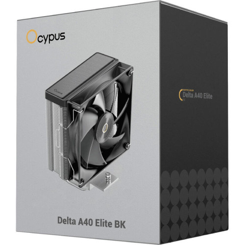 Кулер для процессора/ CPU Cooler Ocypus Delta A40 Elite BK (220W, 4-pin PWM, 156.7mm, Al/Cu, 4x6mm, 1x120mm, 73CFM, 29dBA, 2000RPM, S: 1851/1700/1200/115X, AM5/AM4, black)