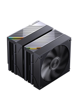 Кулер для процессора/ CPU Cooler JONSBO CA90 ARGB (270W, 4-pin PWM, 159mm, Al/Cu, 6x6mm, ARGB, 1x130mm + 1x120mm, 76.57CFM/69.61CFM, 31.4dBA/32.6dBA, 1800RPM/1800RPM, S: 1851/1700/1200/115X, AM4/AM5 Black)