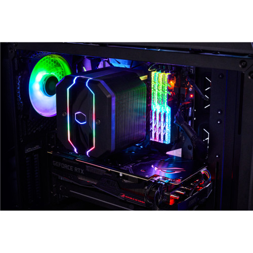 Кулер для процессора/ Cooler Master MasterAir MA620M (200W, 4-pin, 165mm, tower, Al/Cu, ARGB, fans: 1x120mm/57.3CFM/30dBA/2000rpm, 1200/115X/2066/2011-V3/2011/AM4/AM3/AM3+/AM2/AM2+/FM2/FM2+/FM1, ARGB Controller, 1700 not support)