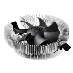 Кулер для процессора PcCooler E80 (65W, 3-pin, 42mm, Al/Cu, -mm, 1x80mm, 29.61CFM, 22dBA, 2000RPM, S: 1851/1700/1200/115X, AM5/AM4, silver, black) [E80]