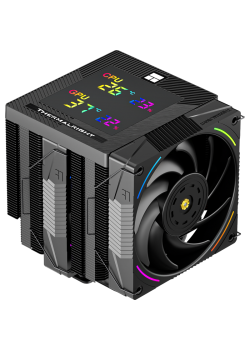 Кулер для процессора/ CPU Cooler Thermalright Phantom Spirit 120 Digital EVO (4-pin PWM, LED temp., 160mm, Ni/CU, 7x6mm, ARGB, 2x120mm, 69CFM, 27dBA, 2150RPM, S: 1851, 1700, 1200, 115X, AM5, AM4, black)