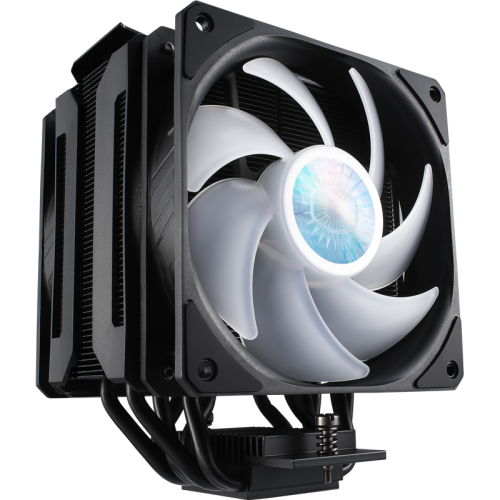 Кулер для процессора/ Cooler Master MasterAir MA612 Stealth ARGB (220W, 4-pin, 158mm, tower, Al/Cu/Ni, ARGB, fans: 2x120mm/62CFM/27dBA/1800rpm, 1700/1200/2011-V3/2011/AM5/AM4/AM3/AM3+/AM2/AM2+/FM2/FM2+/FM1, ARGB Controller)