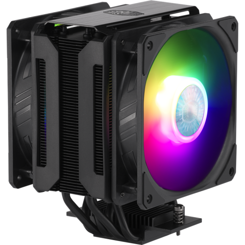 Кулер для процессора/ Cooler Master MasterAir MA612 Stealth ARGB (220W, 4-pin, 158mm, tower, Al/Cu/Ni, ARGB, fans: 2x120mm/62CFM/27dBA/1800rpm, 1700/1200/2011-V3/2011/AM5/AM4/AM3/AM3+/AM2/AM2+/FM2/FM2+/FM1, ARGB Controller)