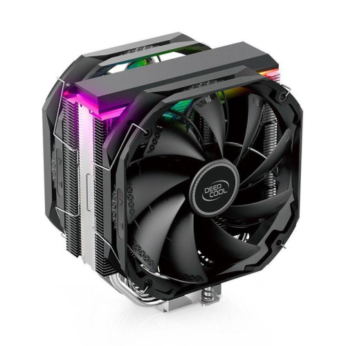 Вентилятор Deepcool AS500 PLUS RTL {6} (727071) (Height 164mm, 6mm x 5pcs, Fan 140mm*2, 500;1200RPM ±10%,  29.2 dB(A), 4-pin PWM, TDP 220W, Screw, Socket AMD AM4, Intel LGA 2066/2011-v3/2011/1700/1200/115x) {8}
