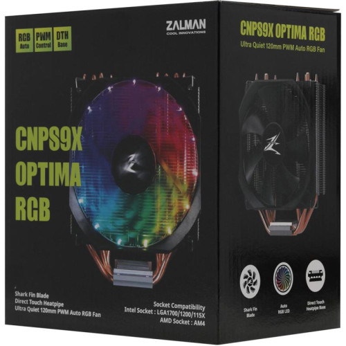 Кулер Zalman CNPS9X Optima RGB RGB Soc-AM5/AM4/1200/1700/1851 черный 4-pin 16-26dB Al+Cu 180W 594gr Ret [CNPS9X OPTIMA RGB]