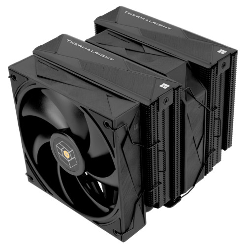 Кулер для процессора CPU Cooler Thermalright Royal Pretor 130 Black (4-pin PWM, 158mm, Ni/Cu, 6x6mm, 1x120+1x130mm, 80.45CFM/81.88CFM, 29.4dBA/28.3dBA, 2150PM/1750RPM, S: 1200, 1700, 1851, 2011, 2066, 115X, AM4, AM5, black)