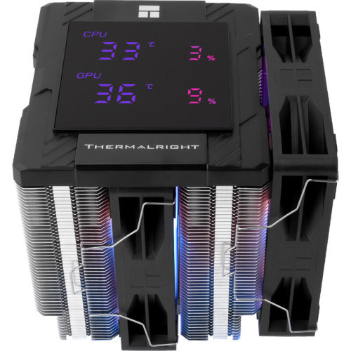 Кулер для процессора/ CPU Cooler Thermalright Peerless Assassin 120 Digital Black ARGB (4-pin PWM, LED temp., 162mm, Ni/Cu, 6x6mm, ARGB, 2x120mm, 88.89CFM, 25.6dBA, 1850RPM, S: 1851, 1700, 1200, 115X, AM5, AM4, black)