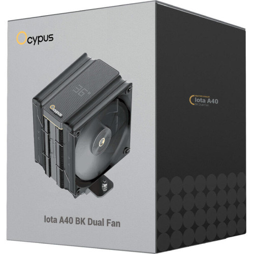 Кулер для процессора/ CPU Cooler Ocypus Iota A40 BK Dual Fan (220W, 4-pin PWM, LED temp., 156.7mm, Al/Cu, 4x6mm, 2x120mm, 77CFM, 29dBA, 2000RPM, S: 1851/1700/1200/115X, AM5/AM4, black)
