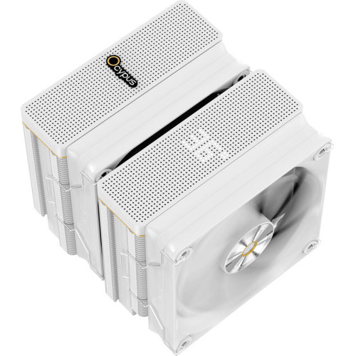 Кулер для процессора/ CPU Cooler Ocypus Iota A62 WH (260W, 4-pin PWM, LED temp., 158mm, Al/Cu, 6x6mm, 2x120mm, 77CFM, 29dBA, 2000RPM, S: 1851/1700/1200/115X, AM5/AM4, white)
