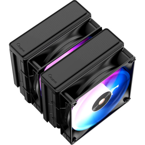 Кулер для процессора/ CPU Cooler Ocypus Delta A62 BK ARGB (260W, 4-pin PWM, 156mm, Al/Cu, 6x6mm, ARGB, 2x120mm, 73CFM, 29dBA, 2000RPM, S: 1851/1700/1200/115X, AM5/AM4, black)