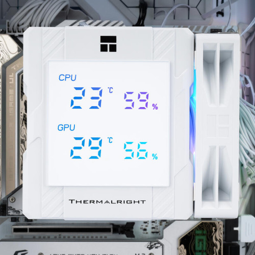 Кулер для процессора/ CPU Cooler Thermalright Peerless Assassin 120 Digital White ARGB (4-pin PWM, LED temp., 162mm, Ni/Cu, 6x6mm, ARGB, 2x120mm, 88.89CFM, 25.6dBA, 1850RPM, S: 1851, 1700, 1200, 115X, AM5, AM4, white)