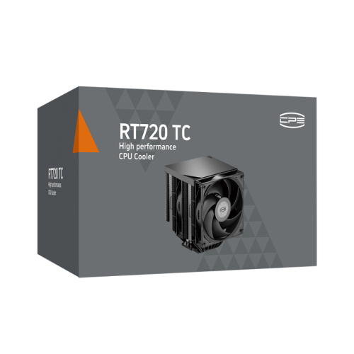 Кулер для процессора/ CPU Cooler PCCooler RT720 TC BK (270W, 4-pin PWM, 157.5mm, Al/Cu, 7x6mm, 2x120mm, 73.32CFM, 34.9dBA, 2200RPM, S: 1851/1700/1200/115X, AM5/AM4, black)