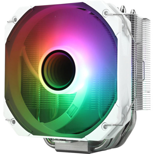 Кулер для процессора/ CPU Cooler Thermalright Assassin King 120 MINI ARGB V3 White (4-pin PWM, 135mm, Al/Cu, 5x6mm, ARGB, 1x120mm, 64.87CFM, 25.6dBA, 1500RPM, S: 1851/1700/1200/115X, AM5/AM4, white)
