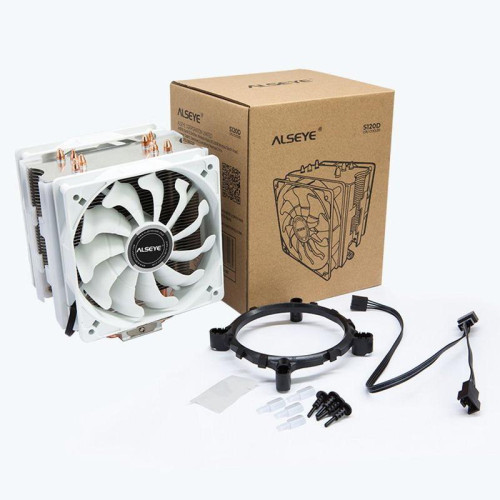 Вентилятор ALSEYE S120D-W Universal, TDP 135W, 2x120FAN, 4 heat pipe, WHITE, PWM, RTL{20} (874265)