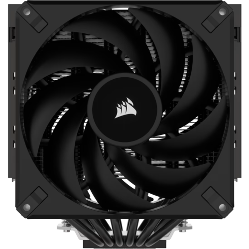 Кулер для процессора/ CPU Cooler Corsair A115 Twin Tower (270W, 4-pin PWM, 165mm, Al/Cu, 6x6mm, 2x140mm, 84.5CFM, 33.9dBA, 1600RPM, S: 1851/1700/1200/115X, AM5/AM4, black)