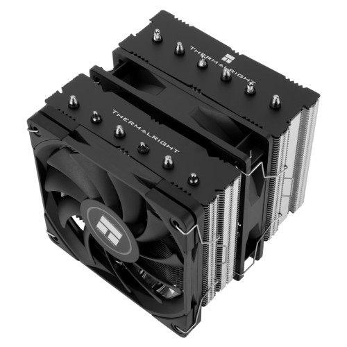 Кулер для процессора/ Thermalright Royal Knight 120 SE (4-pin PWM, 155mm, Ni/Cu, 6x6mm, 2x120mm, 66.17CFM/59CFM, 25.6dBA/26.1dBA, 1500RPM/1800RPM, S: 1200, 1700, 1851, 115X, AM4, AM5, silver, black)