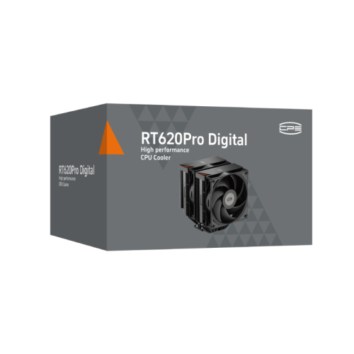 Кулер для процессора/ CPU Cooler PCCooler RT620Pro Digital BK (265W, 4-pin PWM, 157.5mm, Al/Cu, 6x6mm, 2x120mm, 73.32CFM, 34.9dBA, 2200RPM, S: 1851/1700/1200/115X, AM5/AM4, black)