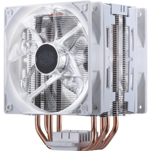 Кулер для процессора/ Cooler Master Hyper 212 LED Turbo White Edition (160W, 4-pin, 160mm, tower, Al/Cu, white LED, fans: 2x120mm/66.3CFM/31dBA/1600rpm, 2066/2011-v3/2011/1366/1200/115x/AM4/AM3+/AM3/AM2+/AM2/FM2+/FM2/FM1)