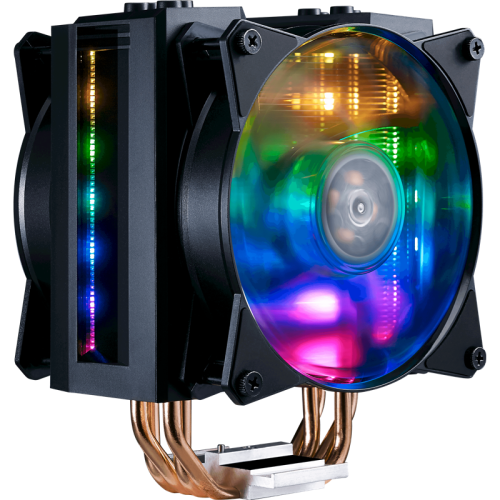 Кулер для процессора/ Cooler Master MasterAir MA410M (150W, 4-pin, 165.1mm, tower, Al/Cu, ARGB, fans: 2x120mm/53.38CFM/31dBA/1800rpm, 1200/115X/2066/2011-V3/2011/AM4/AM3/AM3+/AM2/AM2+/FM2/FM2+/FM1, ARGB Controller, 1700/AM5 only with bracket)