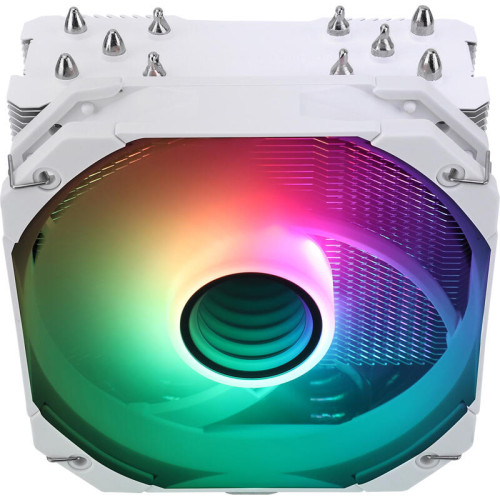 Кулер для процессора/ CPU Cooler Thermalright Assassin King 120 MINI ARGB V3 White (4-pin PWM, 135mm, Al/Cu, 5x6mm, ARGB, 1x120mm, 64.87CFM, 25.6dBA, 1500RPM, S: 1851/1700/1200/115X, AM5/AM4, white)