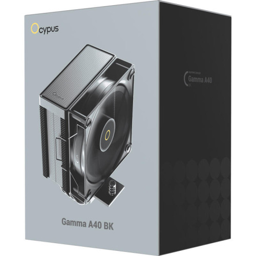 Кулер для процессора/ CPU Cooler Ocypus Gamma A40 BK (200W, 4-pin PWM, 133mm, Al/Cu, 4x6mm, 1x100mm, 41CFM, 29.5dBA, 2400RPM, S: 1851/1700/1200/115X, AM5/AM4, black)