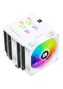 Кулер для процессора/ CPU Cooler Thermalright Peerless Assassin 120 Digital White ARGB (4-pin PWM, LED temp., 162mm, Ni/Cu, 6x6mm, ARGB, 2x120mm, 88.89CFM, 25.6dBA, 1850RPM, S: 1851, 1700, 1200, 115X, AM5, AM4, white)