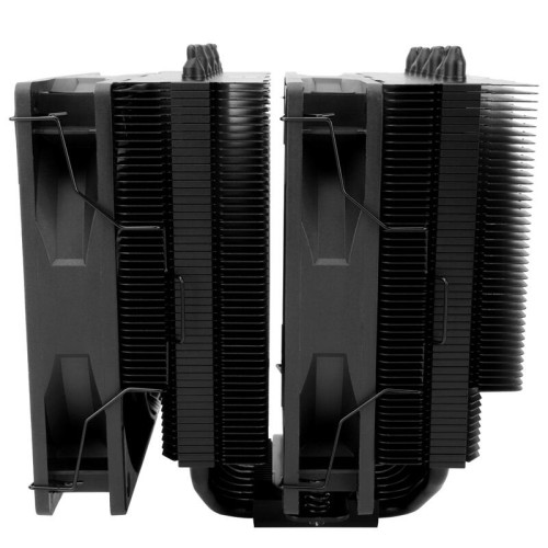 Кулер для процессора/ Thermalright Phantom Spirit 120 SE Black (4-pin PWM, 154mm, Ni/Cu, 7x6mm, 2x120mm, 66.17CFM, 25.6dBA, 1500RPM, S: 1200, 1700, 1851, 115X, AM4, AM5, silver, black)