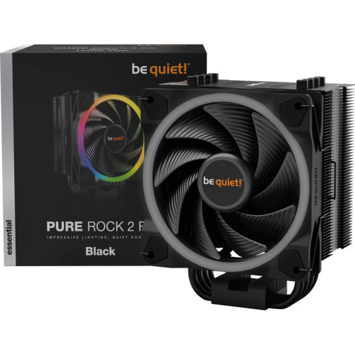 Кулер для процессора/ CPU Cooler be quiet! PURE ROCK 2 FX (150W, 4-pin PWM, 155mm, Al/Cu, 4x6mm, ARGB, 1x120mm, 42.6CFM, 24.4dBA, 2000RPM, S: 1700/1200/115X/2066/2011(-3) square ILM, AM5/AM4, black)