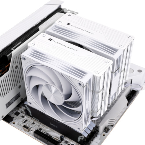 Кулер для процессора/ CPU Cooler Thermalright Frost Tower 140 (4-pin PWM, 158mm, Al/Cu, 7x6mm, 1x120mm+1x140mm, 85.35/120CFM, 33.3/36.25dBA, 2400/1850RPM, S: 1851/1700/1200/115X/2011/2066, AM5/AM4, white)