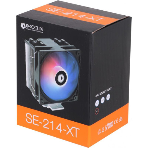 Кулер ID-Cooling SE-214-XT RGB Soc-AM5/AM4/1200/1700/1851 черный/белый 4-pin 16-27dB Al+Cu 180W 810gr Ret [SE-214-XT]