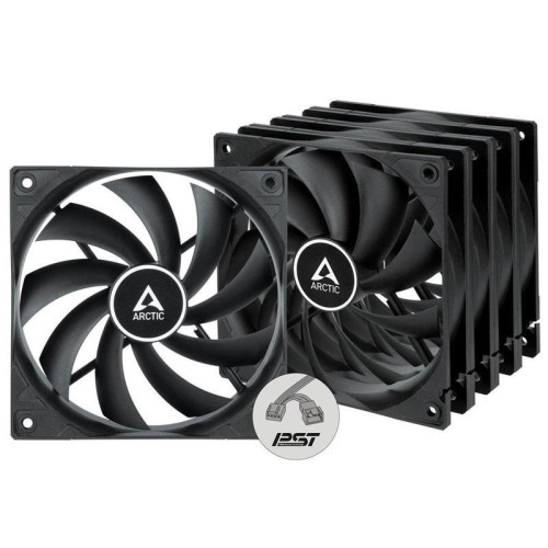 Вентилятор корпусной ARCTIC Cooling F12 PWM PST Value Pack (Black)  (5pc)  (ACFAN00250A) (703345) {12}