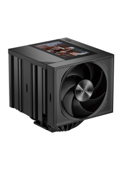 Кулер для процессора/ CPU Cooler PCCooler RZ820 Display BK (290W, 4-pin PWM, LED, 169mm, Al/Cu, 8x6mm, 1x140mm + 1x150mm, 71.9/78.7CFM, 27.1/35.8dBA, 1500/2500RPM, S: 1851/1700/1200/115X/20XX, AM5/AM4, black)
