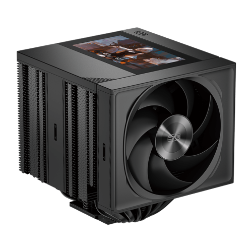 Кулер для процессора/ CPU Cooler PCCooler RZ820 Display BK (290W, 4-pin PWM, LED, 169mm, Al/Cu, 8x6mm, 1x140mm + 1x150mm, 71.9/78.7CFM, 27.1/35.8dBA, 1500/2500RPM, S: 1851/1700/1200/115X/20XX, AM5/AM4, black)