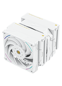 Кулер для процессора/ CPU Cooler Thermalright Royal Pretor 130 Ultra White (4-pin PWM, 158mm, Ni/Cu, 7x6mm, 1x120mm ARGB +1x130mm, 69CFM/81.88CFM, 27dBA/28.3dBA, 2150RPM/1750RPM, S: 1200, 1700, 1851, 115X, 2011, 2066, AM4, AM5, white)