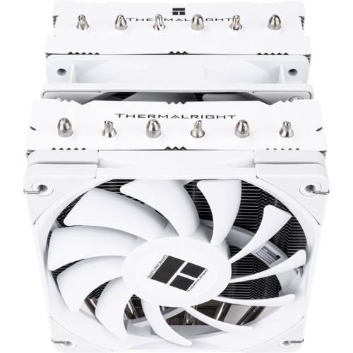 Кулер для процессора/ CPU Cooler Thermalright Royal Knight 120 SE White (4-pin PWM, 155mm, Ni/Cu, 6x6mm, 2x120mm, 66.17CFM/59CFM, 25.6dBA/26.1dBA, 1500RPM/1800RPM, S: 1200, 1700, 1851, 115X, AM4, AM5, silver, white)