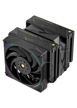 Кулер для процессора/ CPU Cooler Thermalright Royal Pretor 130 Ultra Black (4-pin PWM, 158mm, Ni/Cu, 7x6mm, 1x120mm ARGB +1x130mm, 69CFM/81.88CFM, 27dBA/28.3dBA, 2150RPM/1750RPM, S: 1200, 1700, 1851, 115X, 2011, 2066, AM4, AM5, black)